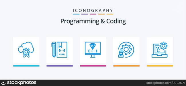 Programming And Coding Blue 5 Icon Pack Including development. coding. development. programming. develop. Creative Icons Design