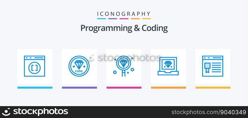 Programming And Coding Blue 5 Icon Pack Including development. coding. development. search. development. Creative Icons Design
