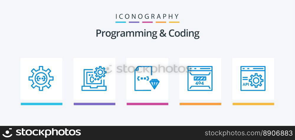 Programming And Coding Blue 5 Icon Pack Including error. develop. develop. file. development. Creative Icons Design