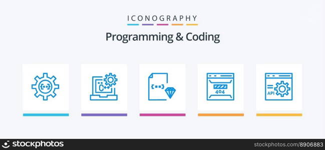 Programming And Coding Blue 5 Icon Pack Including error. develop. develop. file. development. Creative Icons Design