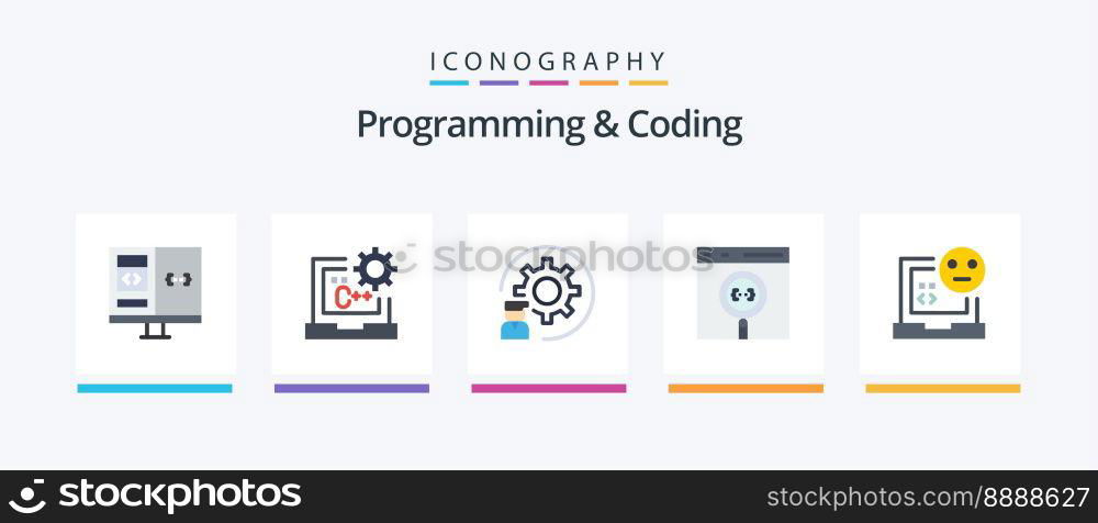 Programming And Coding Flat 5 Icon Pack Including coding. app. develop. programmer. development. Creative Icons Design