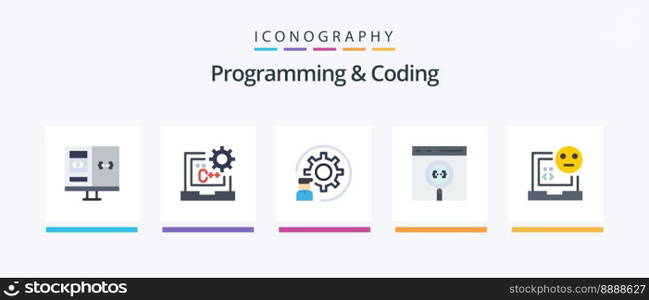 Programming And Coding Flat 5 Icon Pack Including coding. app. develop. programmer. development. Creative Icons Design