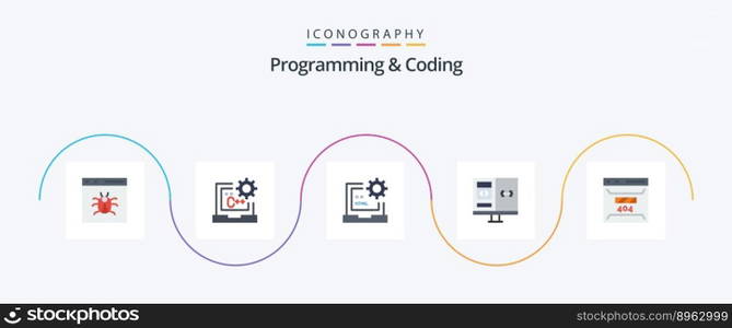 Programming And Coding Flat 5 Icon Pack Including computer. app. develop. html. develop