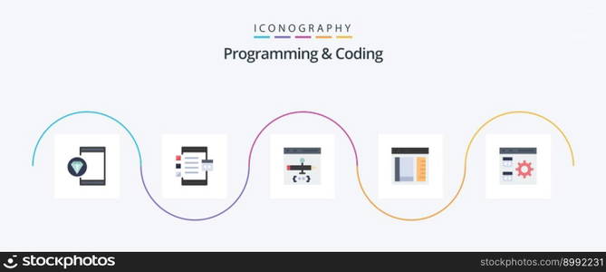 Programming And Coding Flat 5 Icon Pack Including develop. browser. development. development. coding