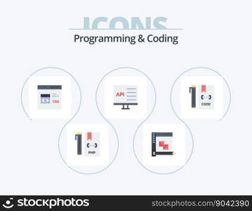 Programming And Coding Flat Icon Pack 5 Icon Design. computer. app. panel. development. css