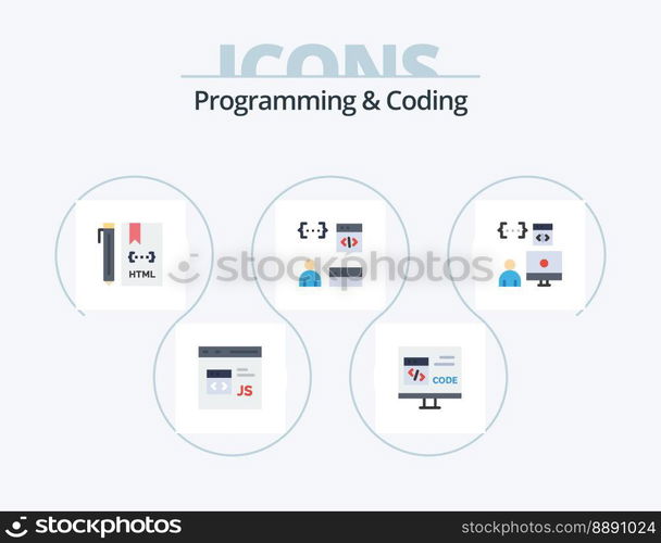Programming And Coding Flat Icon Pack 5 Icon Design. develop. app. develop. html. develop