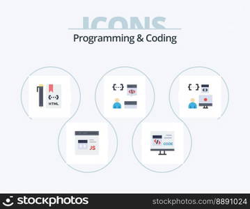 Programming And Coding Flat Icon Pack 5 Icon Design. develop. app. develop. html. develop