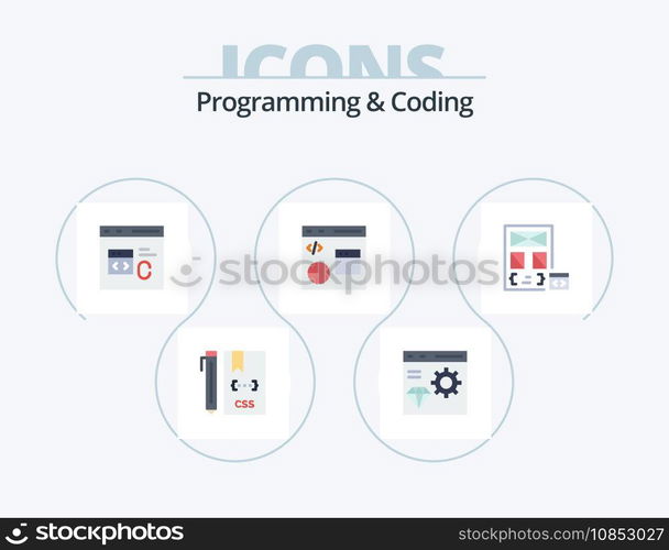 Programming And Coding Flat Icon Pack 5 Icon Design. develop. coding. develop. development. coding