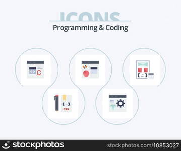 Programming And Coding Flat Icon Pack 5 Icon Design. develop. coding. develop. development. coding