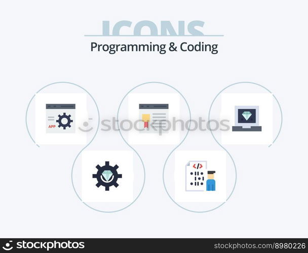 Programming And Coding Flat Icon Pack 5 Icon Design. development. browser. programmer. programming. develop