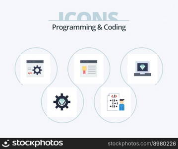 Programming And Coding Flat Icon Pack 5 Icon Design. development. browser. programmer. programming. develop