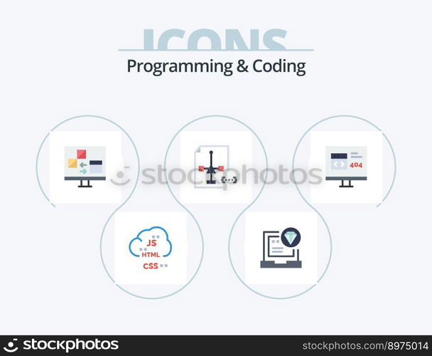 Programming And Coding Flat Icon Pack 5 Icon Design. development. coding. coding. development. computer