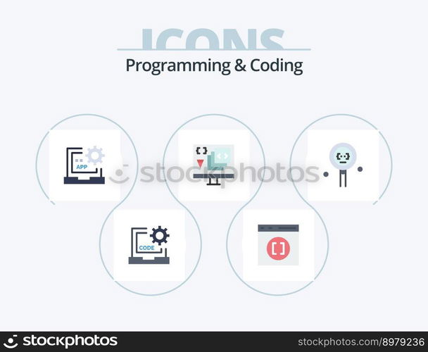 Programming And Coding Flat Icon Pack 5 Icon Design. development. coding. development. programming. develop