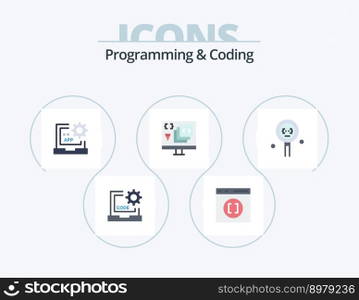 Programming And Coding Flat Icon Pack 5 Icon Design. development. coding. development. programming. develop