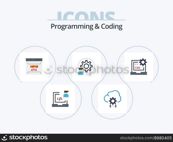 Programming And Coding Flat Icon Pack 5 Icon Design. development. coding. development. site. error
