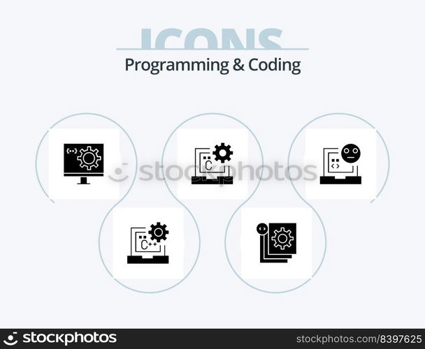 Programming And Coding Glyph Icon Pack 5 Icon Design. develop. bad. develop. programming. development