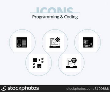 Programming And Coding Glyph Icon Pack 5 Icon Design. develop. code. coding. page. develop