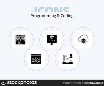 Programming And Coding Glyph Icon Pack 5 Icon Design. develop. coding. laptop. development. coding