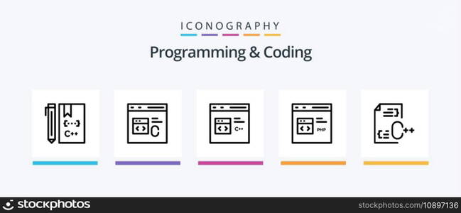 Programming And Coding Line 5 Icon Pack Including coding. c. file. file. develop. Creative Icons Design