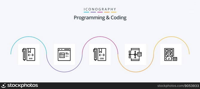 Programming And Coding Line 5 Icon Pack Including develop. app. develop. development. css