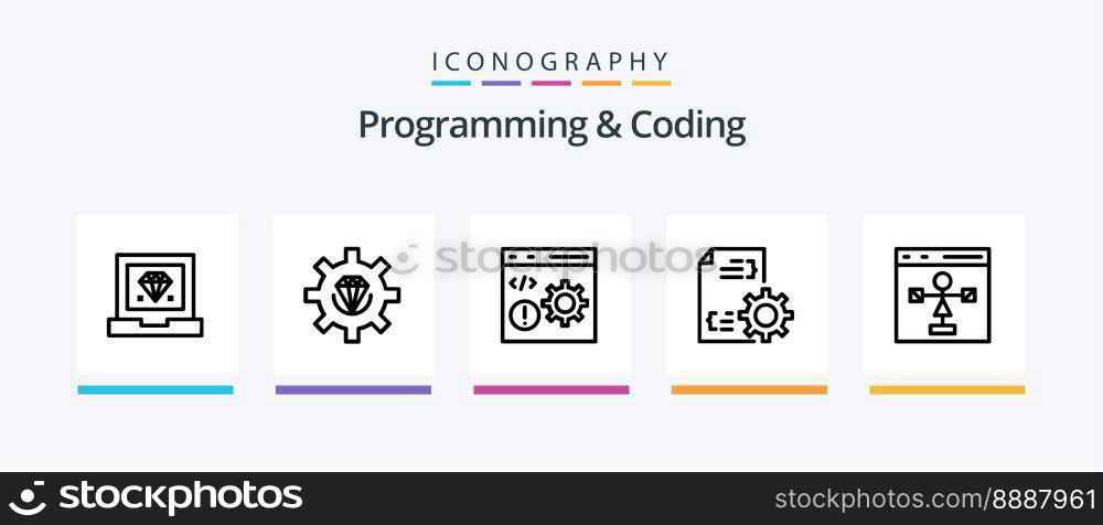 Programming And Coding Line 5 Icon Pack Including develop. cloud. programming. programming. development. Creative Icons Design