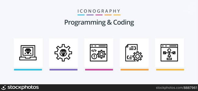 Programming And Coding Line 5 Icon Pack Including develop. cloud. programming. programming. development. Creative Icons Design