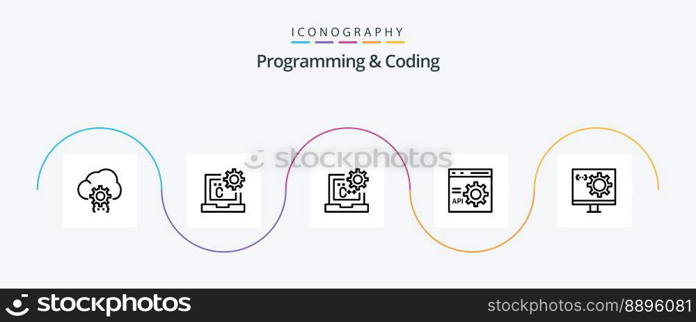 Programming And Coding Line 5 Icon Pack Including develop. coding. develop. programming. develop
