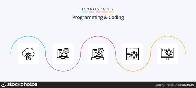Programming And Coding Line 5 Icon Pack Including develop. coding. develop. programming. develop