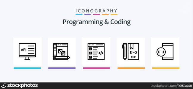 Programming And Coding Line 5 Icon Pack Including develop. coding. development. php. develop. Creative Icons Design