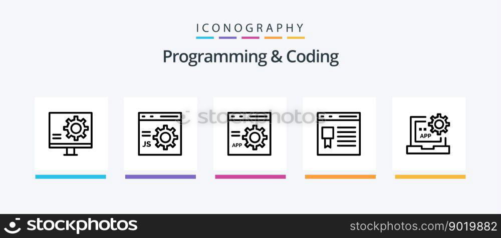 Programming And Coding Line 5 Icon Pack Including develop. coding. flowchart. programming. develop. Creative Icons Design