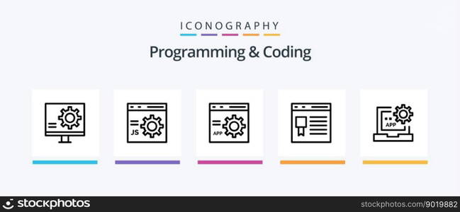 Programming And Coding Line 5 Icon Pack Including develop. coding. flowchart. programming. develop. Creative Icons Design