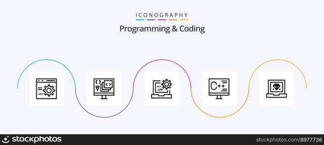 Programming And Coding Line 5 Icon Pack Including development. coding. development. programming. develop