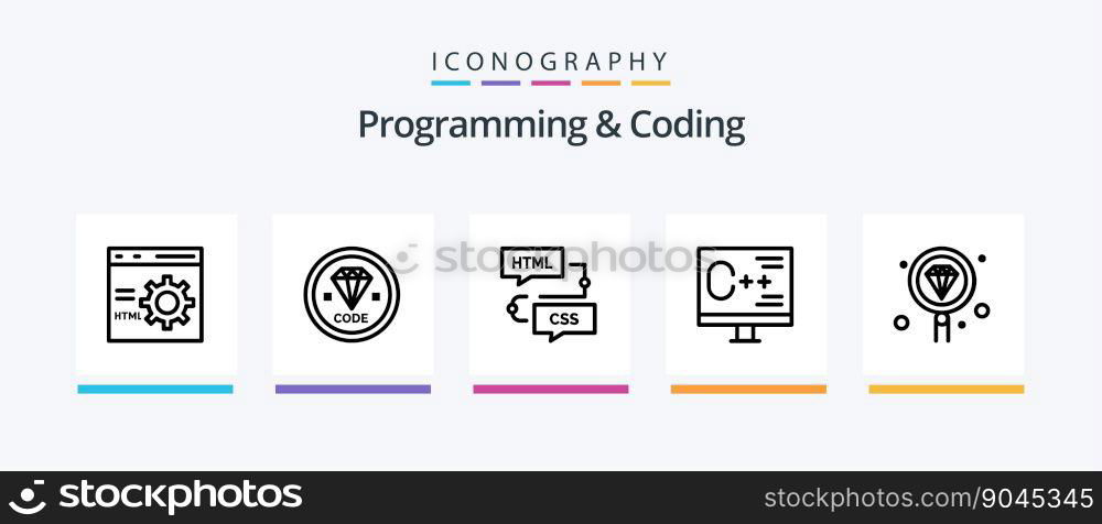 Programming And Coding Line 5 Icon Pack Including development. coding. development. programming. develop. Creative Icons Design