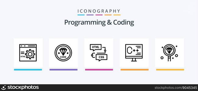 Programming And Coding Line 5 Icon Pack Including development. coding. development. programming. develop. Creative Icons Design