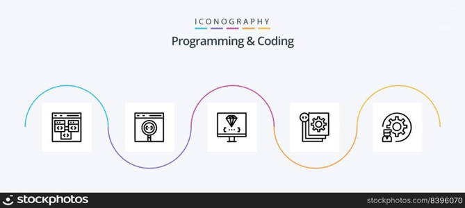 Programming And Coding Line 5 Icon Pack Including development. coding. development. programming. development