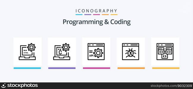 Programming And Coding Line 5 Icon Pack Including development. coding. page. development. coding. Creative Icons Design