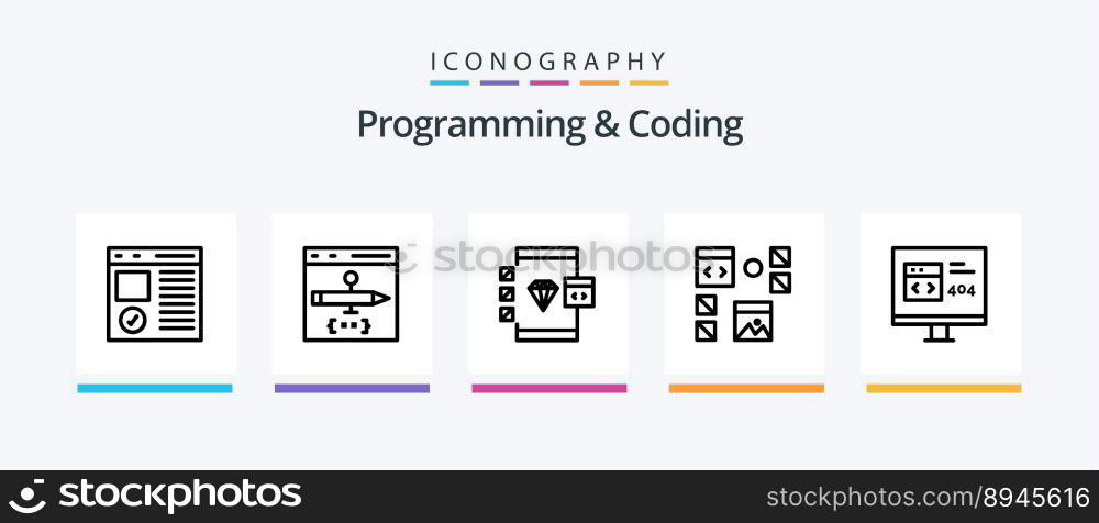 Programming And Coding Line 5 Icon Pack Including development. design. development. document. develop. Creative Icons Design