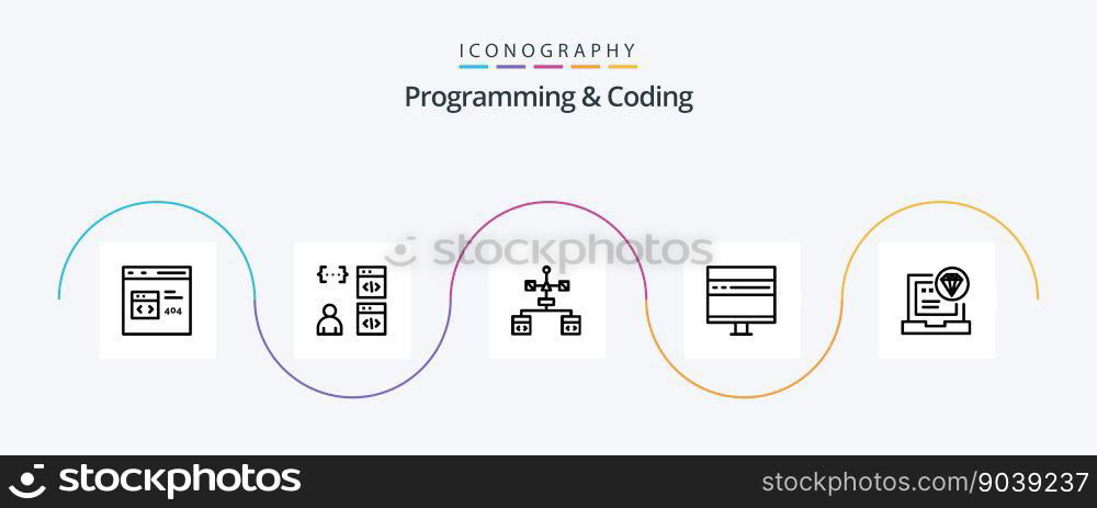 Programming And Coding Line 5 Icon Pack Including . development. develop. code