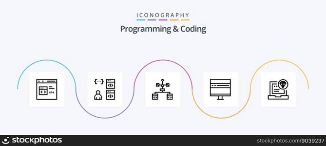 Programming And Coding Line 5 Icon Pack Including . development. develop. code
