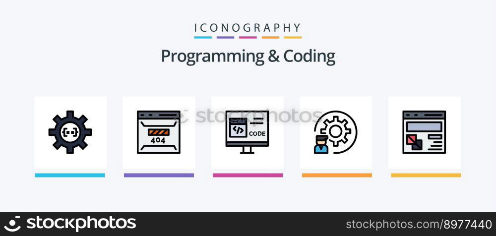Programming And Coding Line Filled 5 Icon Pack Including bug. app. develop. programming. develop. Creative Icons Design