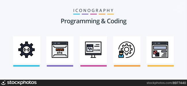 Programming And Coding Line Filled 5 Icon Pack Including bug. app. develop. programming. develop. Creative Icons Design