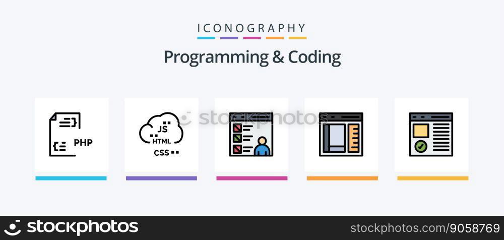 Programming And Coding Line Filled 5 Icon Pack Including coding. cloud. development. develop. code. Creative Icons Design
