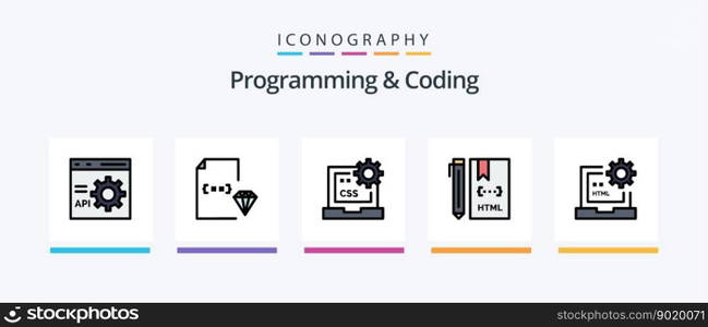 Programming And Coding Line Filled 5 Icon Pack Including develop. bad. develop. webpage. development. Creative Icons Design