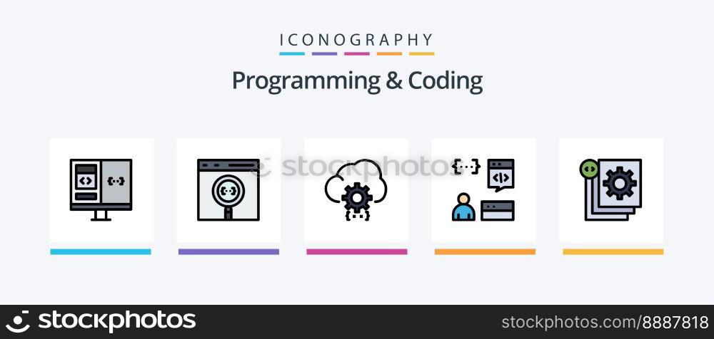 Programming And Coding Line Filled 5 Icon Pack Including develop. code. development. process. develop. Creative Icons Design