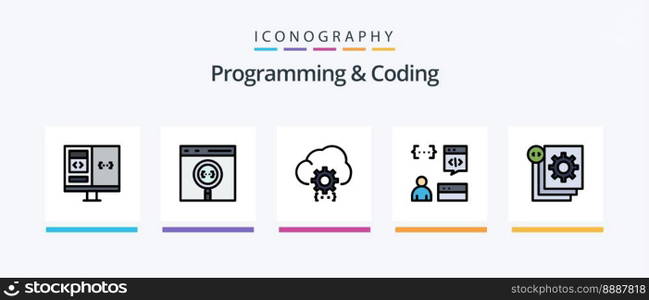 Programming And Coding Line Filled 5 Icon Pack Including develop. code. development. process. develop. Creative Icons Design