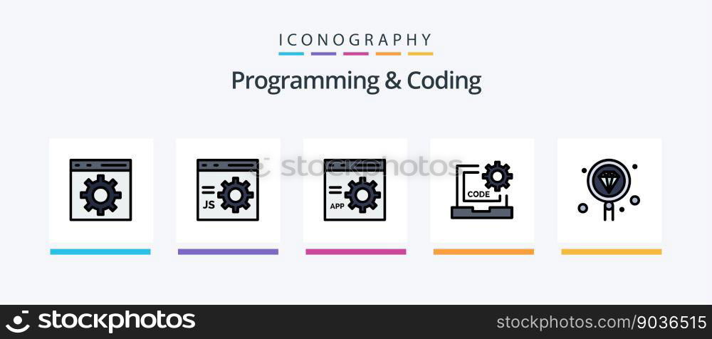Programming And Coding Line Filled 5 Icon Pack Including develop. coding. development. programming. development. Creative Icons Design