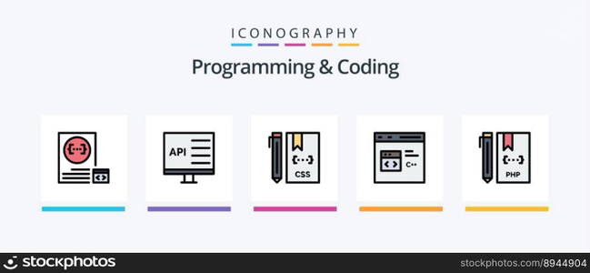 Programming And Coding Line Filled 5 Icon Pack Including development. coding. develop. development. css. Creative Icons Design