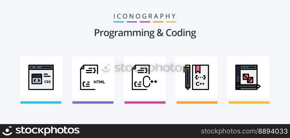 Programming And Coding Line Filled 5 Icon Pack Including . development. file. develop. Creative Icons Design