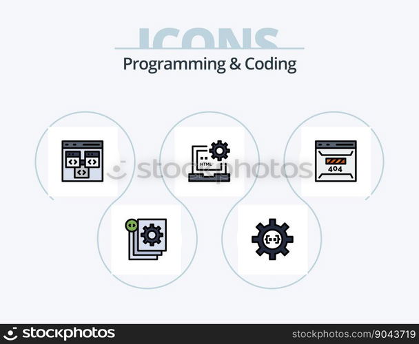 Programming And Coding Line Filled Icon Pack 5 Icon Design. bug. app. develop. programming. development