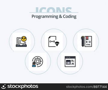 Programming And Coding Line Filled Icon Pack 5 Icon Design. coding. app. develop. webpage. development